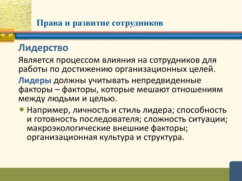 Права и развитие сотрудников