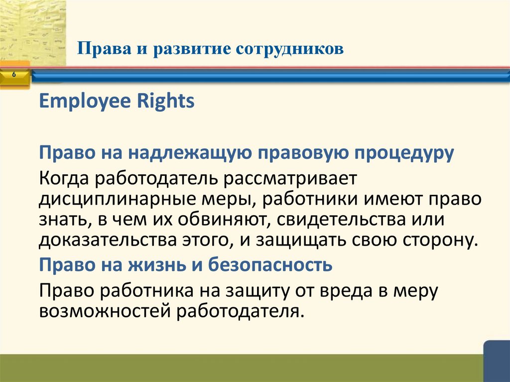 Права и развитие сотрудников