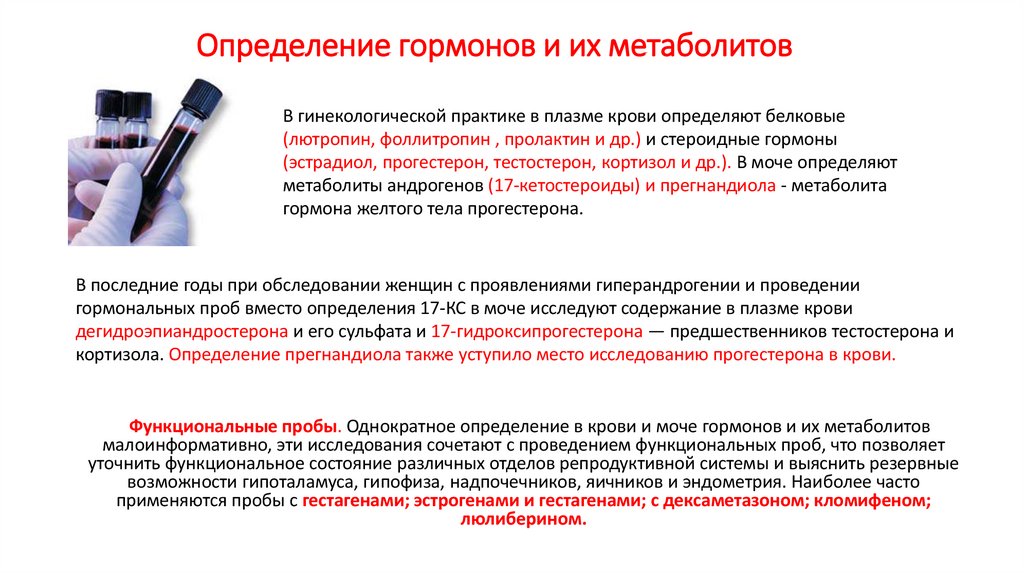 Определение гормонов и их метаболитов