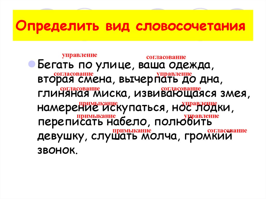 Определить вид словосочетания