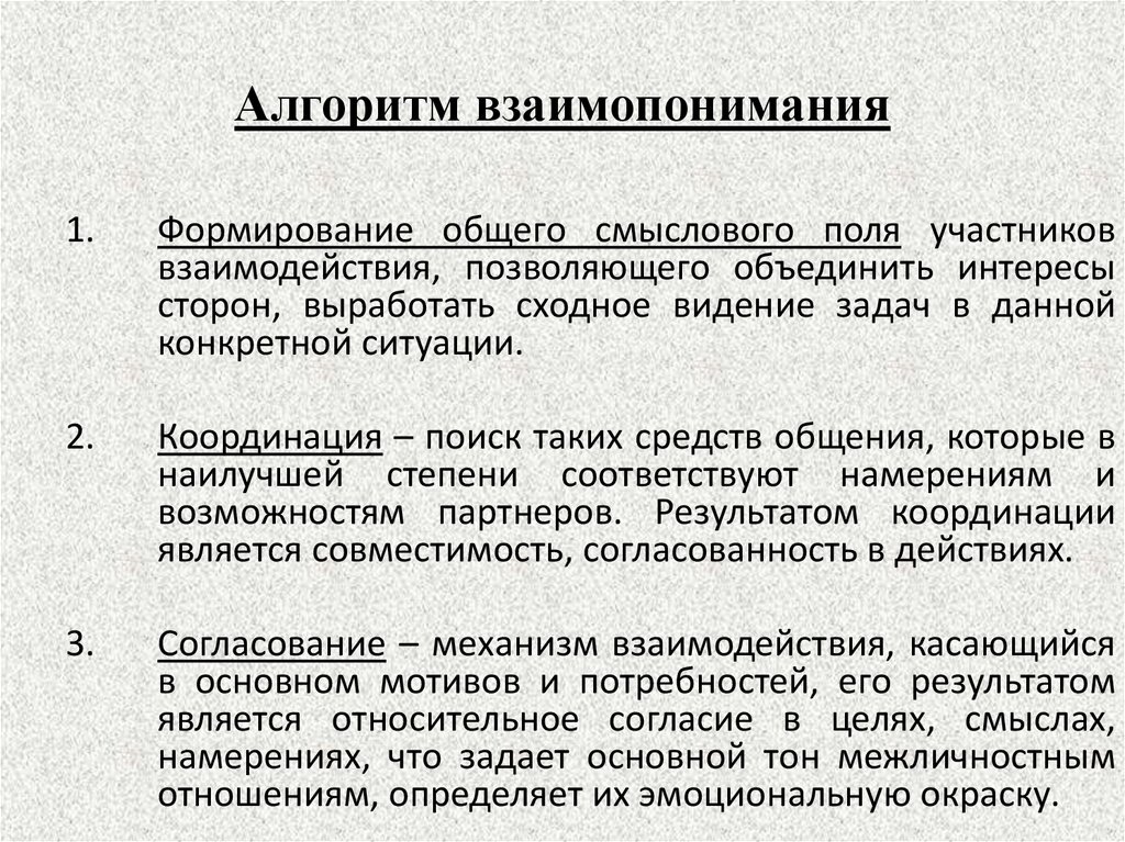 Алгоритм взаимопонимания