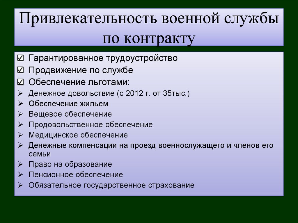 Привлекательность военной службы по контракту