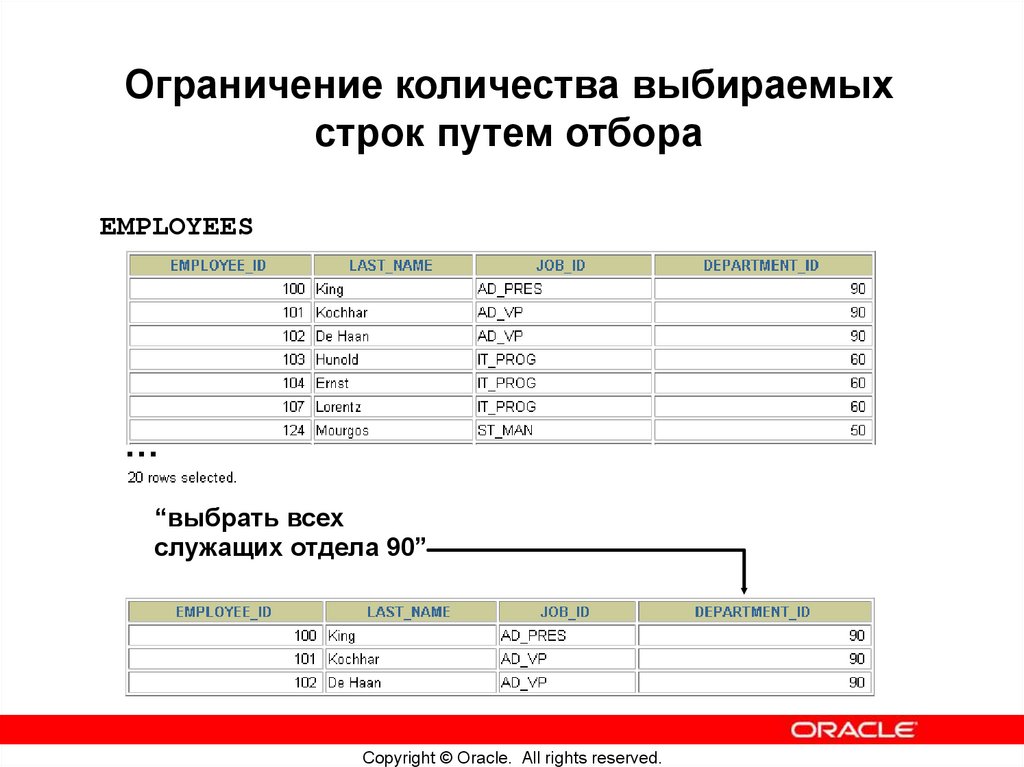 Ограничение количества выбираемых строк путем отбора