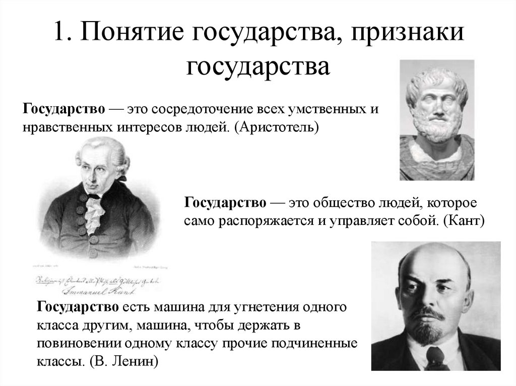 1. Понятие государства, признаки государства