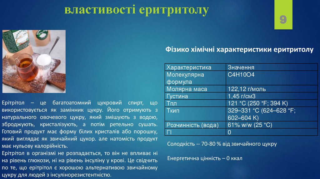 властивості еритритолу