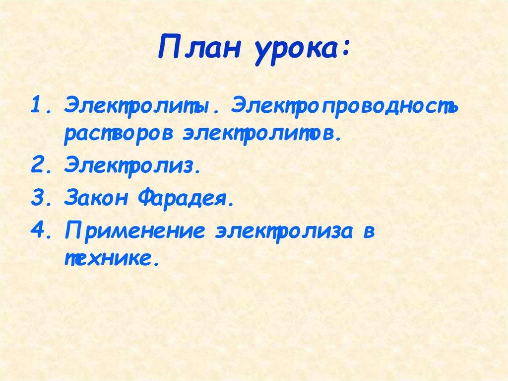 План урока: