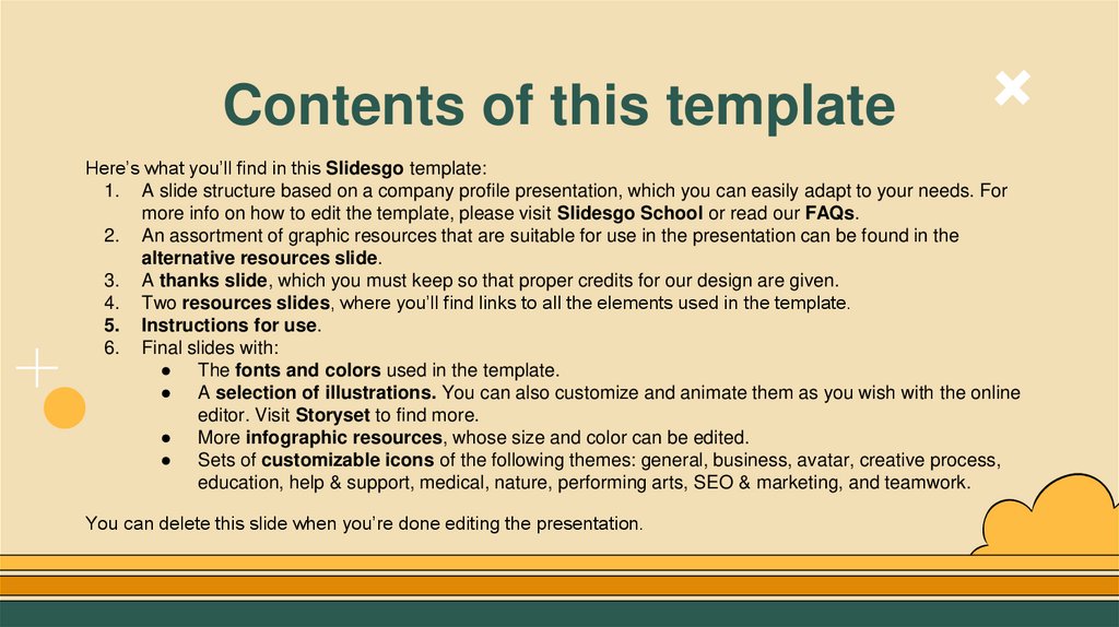 Contents of this template