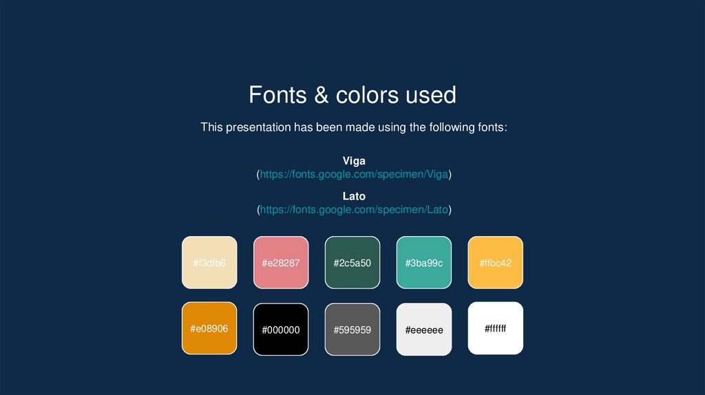 Fonts & colors used