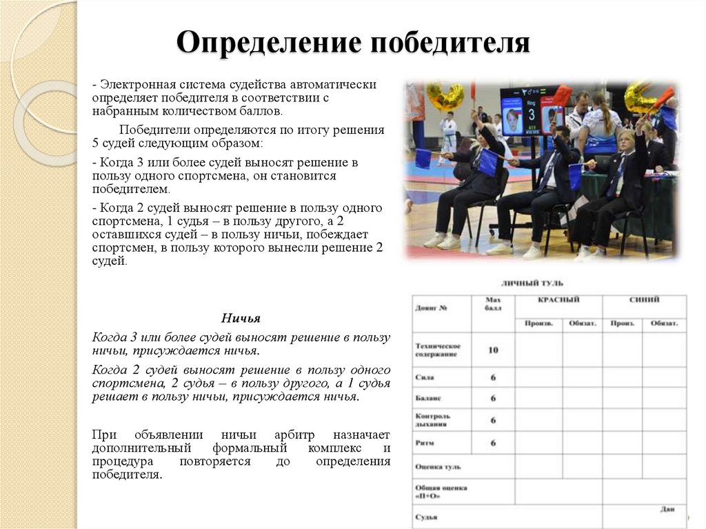 Определение победителя