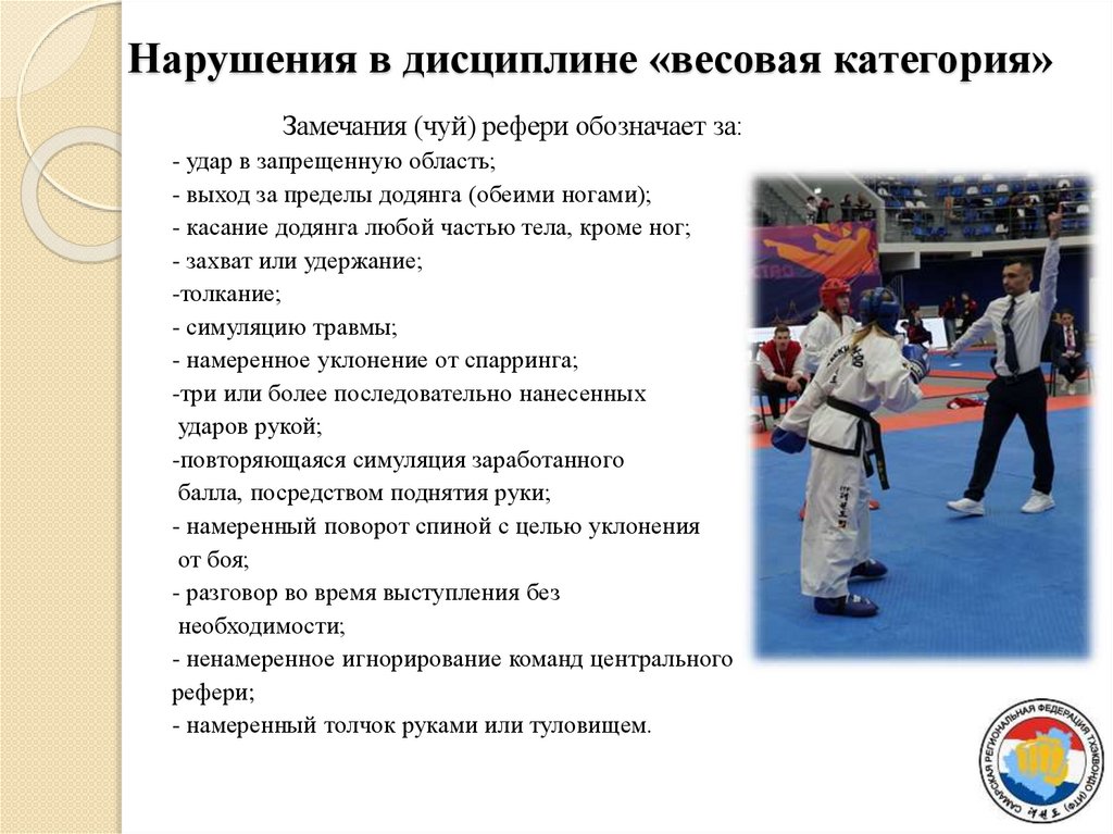 Нарушения в дисциплине «весовая категория»