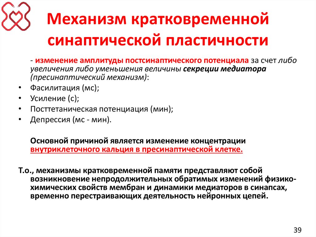 Механизм кратковременной синаптической пластичности