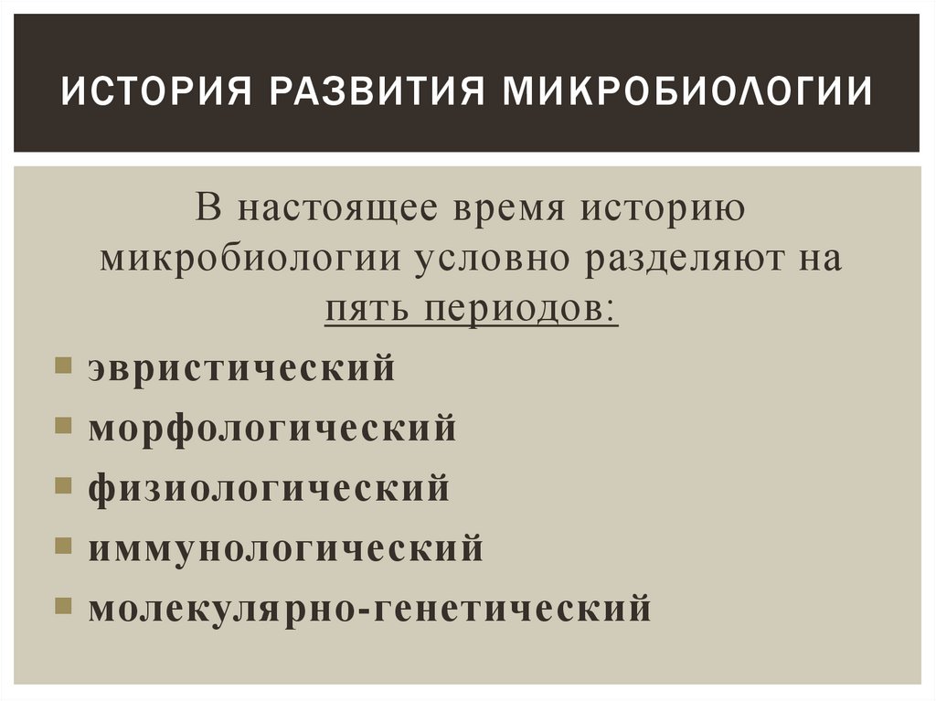 История развития микробиологии