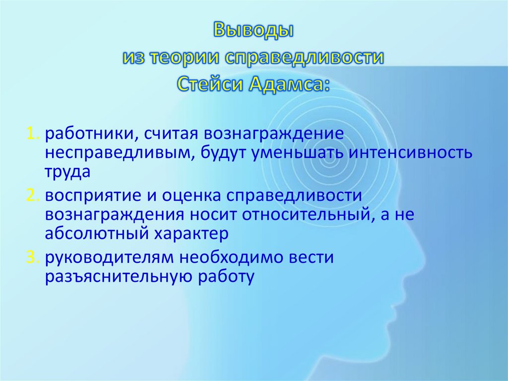 Выводы из теории справедливости Стейси Адамса: