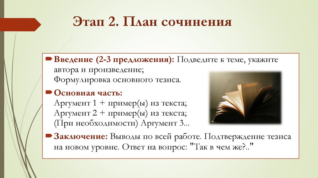 Этап 2. План сочинения