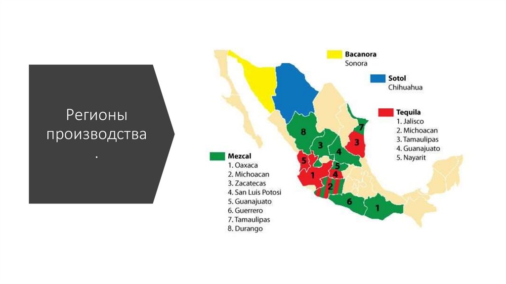 Регионы производства.