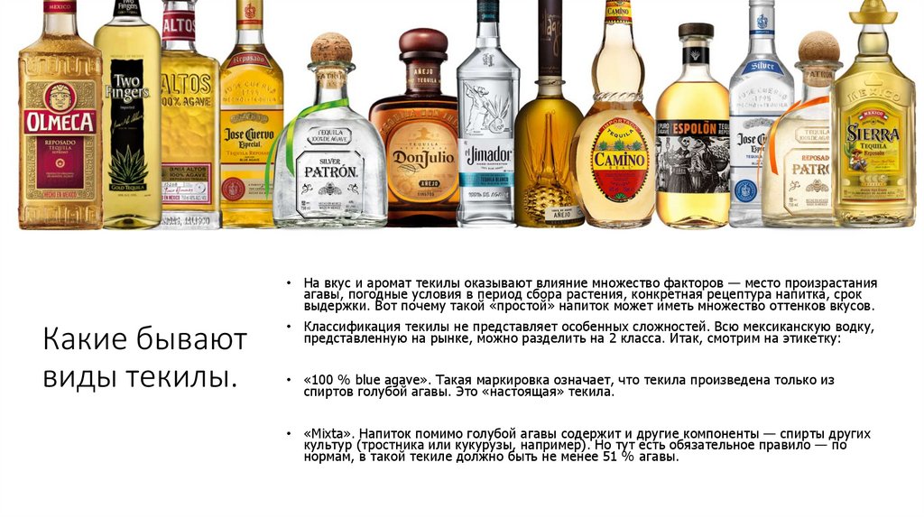 Какие бывают виды текилы.