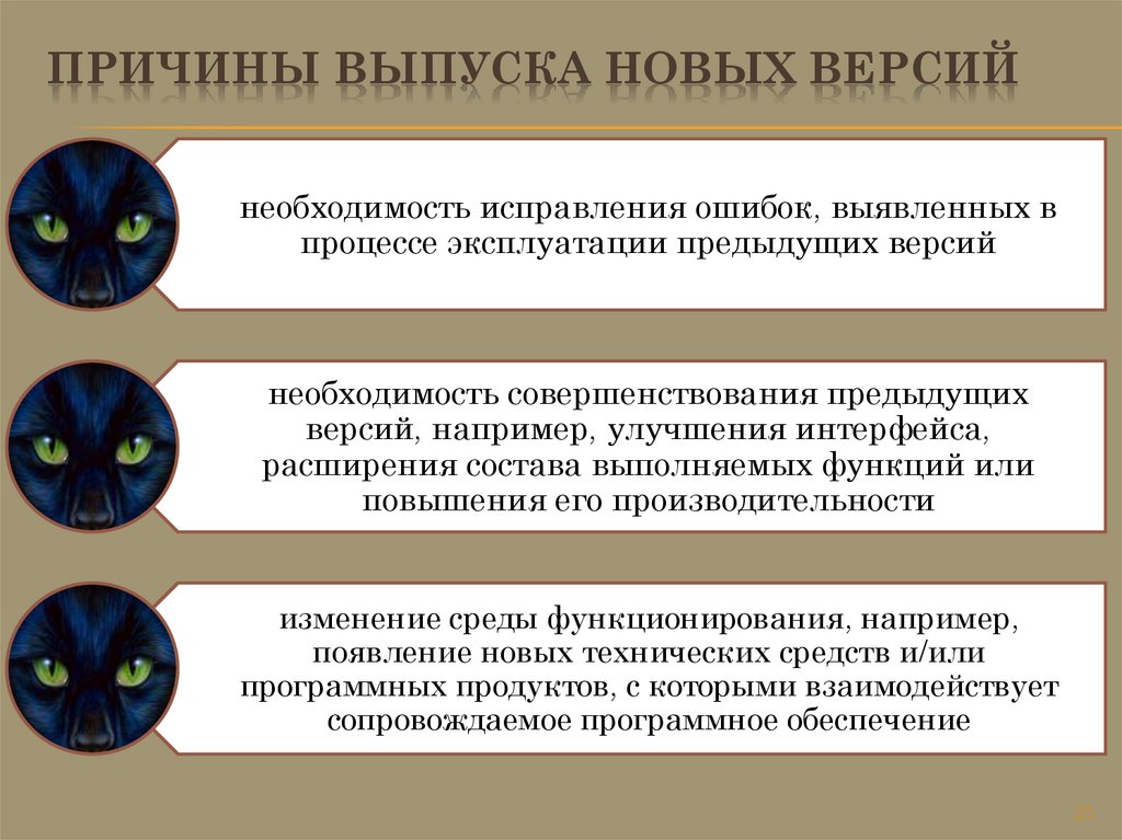 Причины выпуска новых версий