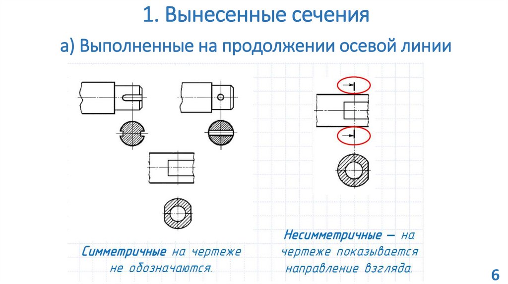 1. Вынесенные сечения