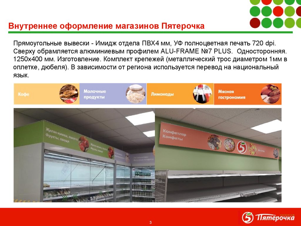 Внутреннее оформление магазинов Пятерочка