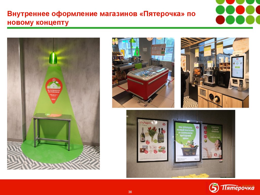 Внутреннее оформление магазинов «Пятерочка» по новому концепту