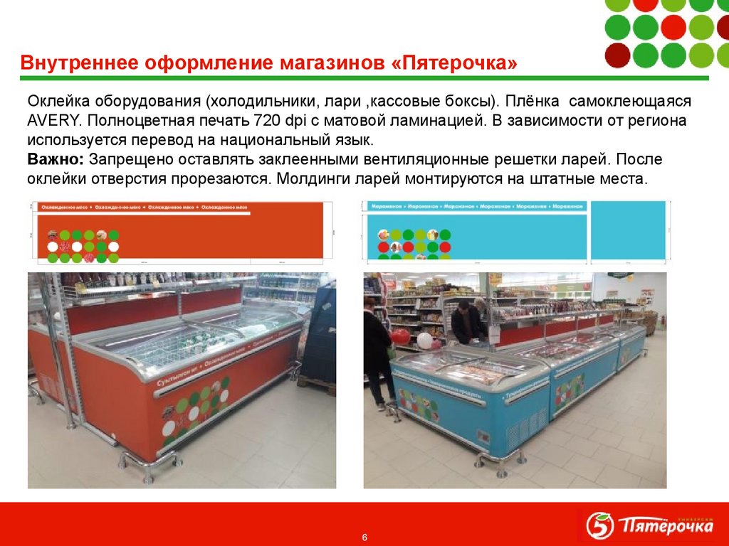 Внутреннее оформление магазинов «Пятерочка»