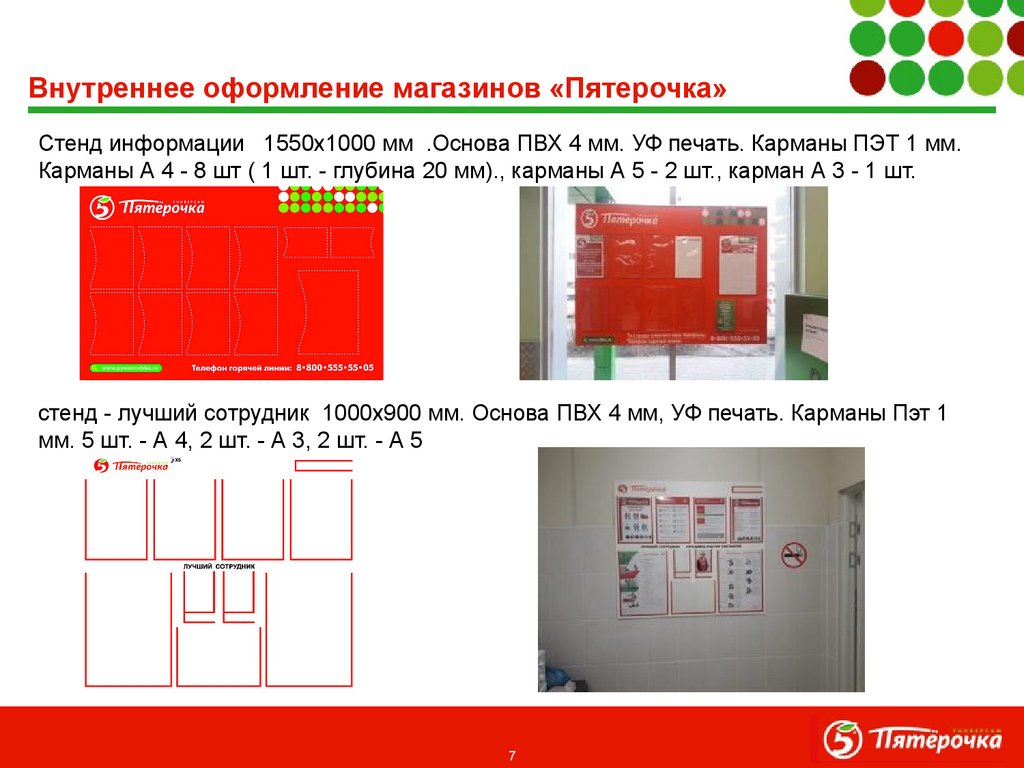 Внутреннее оформление магазинов «Пятерочка»
