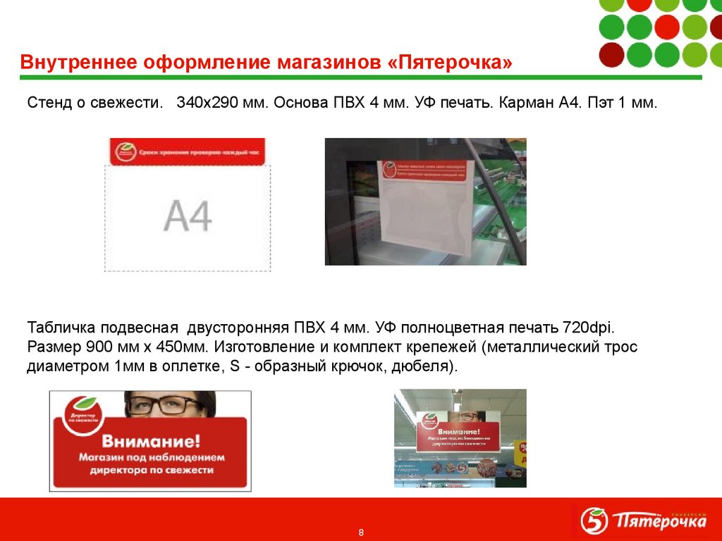 Внутреннее оформление магазинов «Пятерочка»