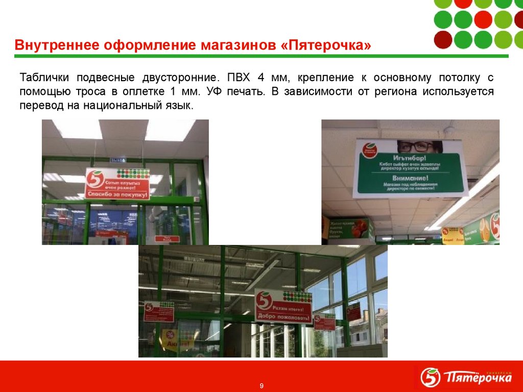 Внутреннее оформление магазинов «Пятерочка»