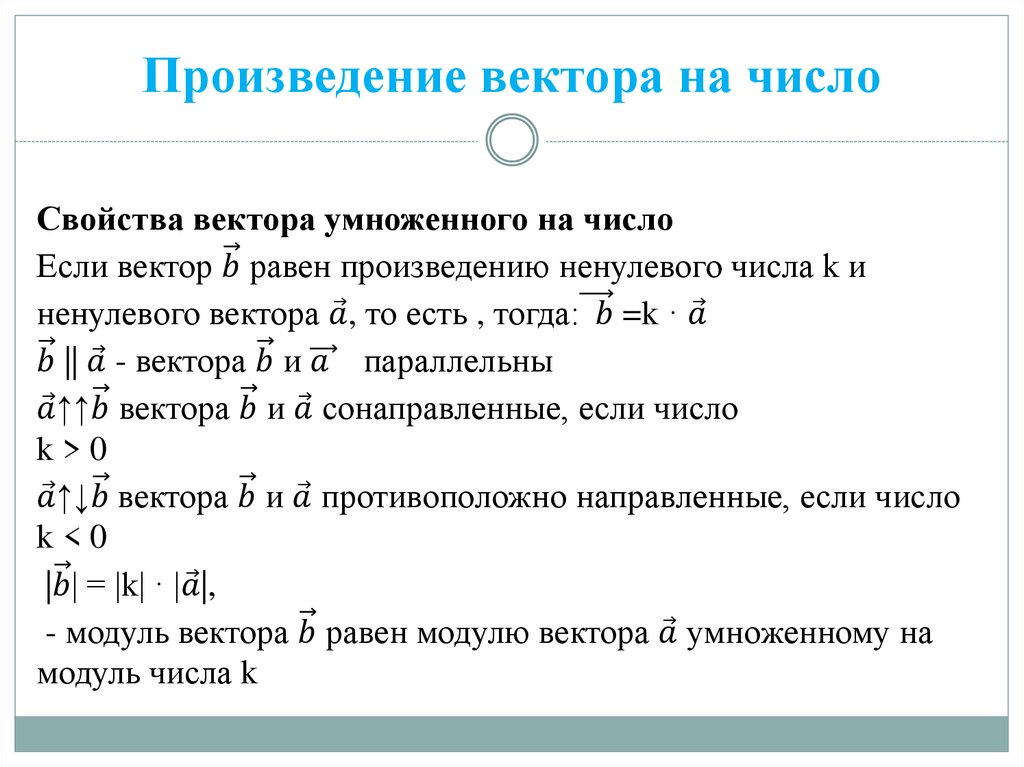 Произведение вектора на число