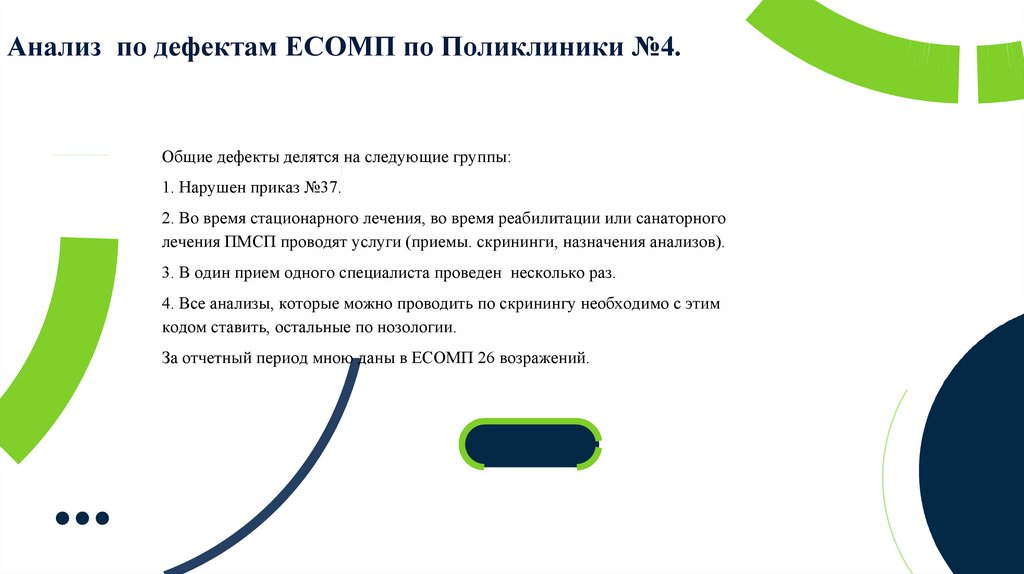 Анализ по дефектам ЕСОМП по Поликлиники №4.