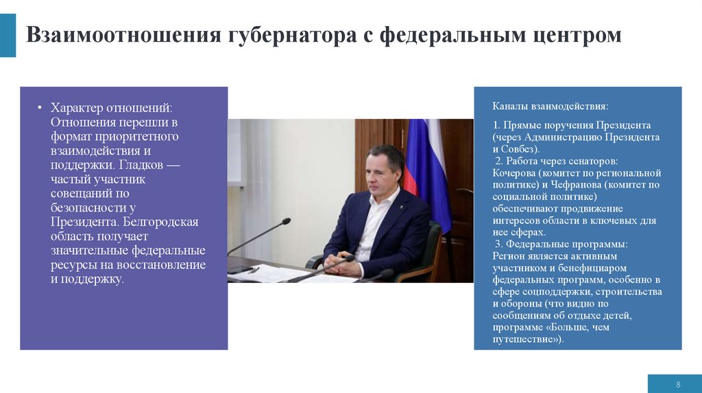 Взаимоотношения губернатора с федеральным центром