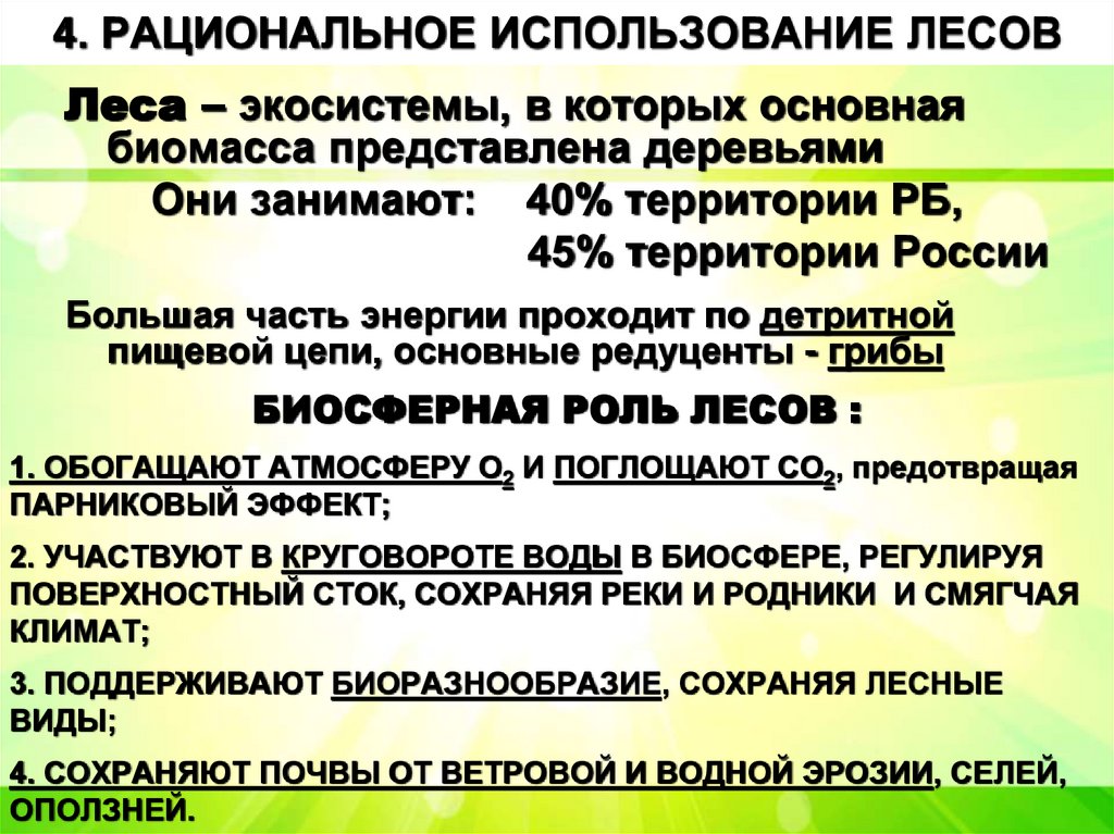 4. РАЦИОНАЛЬНОЕ ИСПОЛЬЗОВАНИЕ ЛЕСОВ