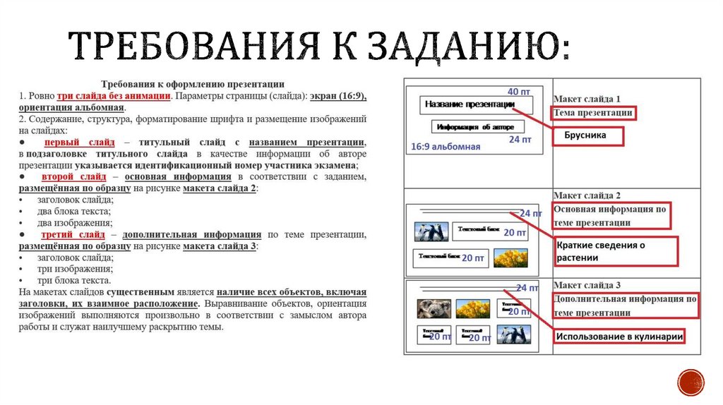 Требования к заданию: