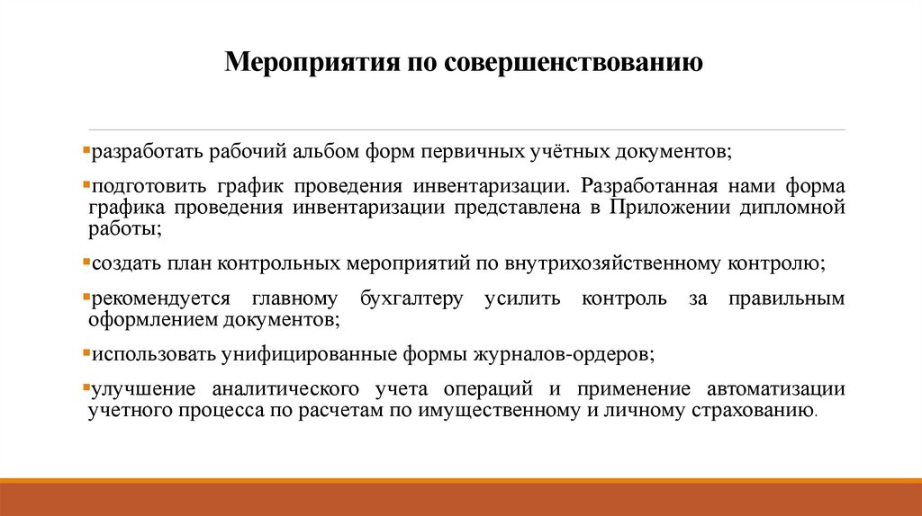 Мероприятия по совершенствованию