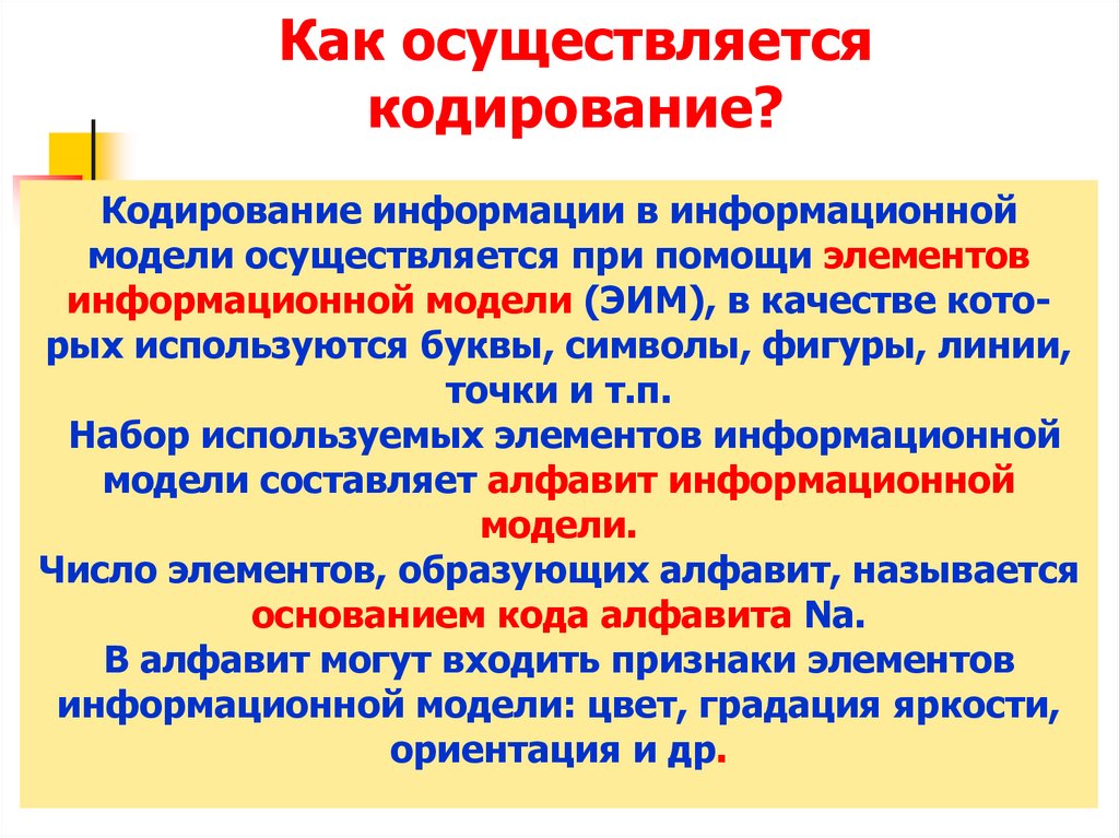 Как осуществляется кодирование?