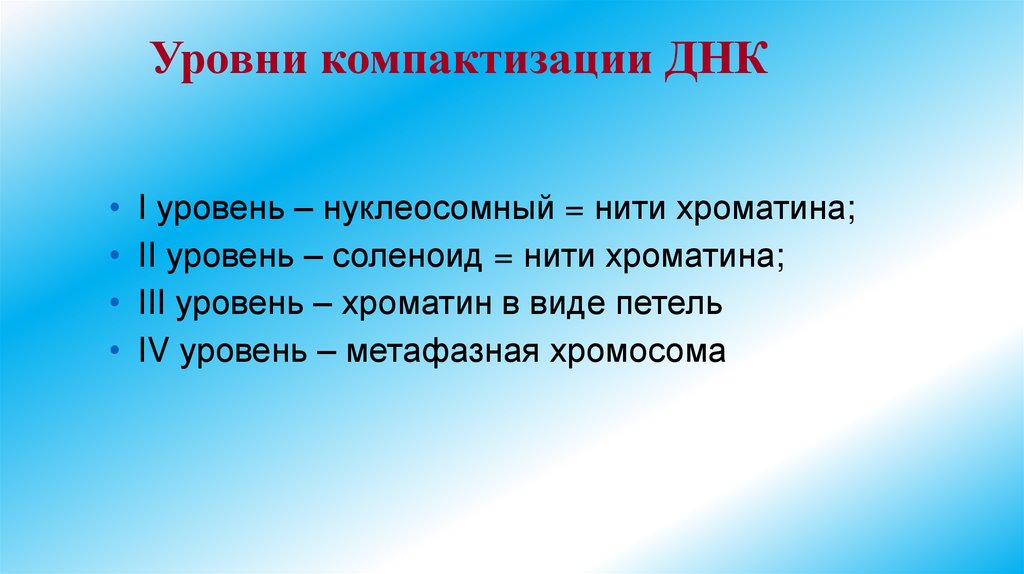 Уровни компактизации ДНК