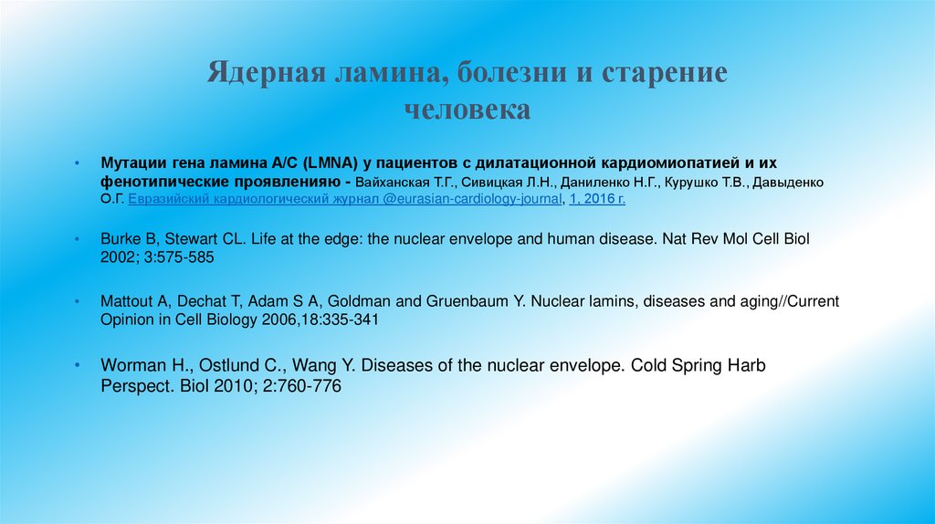 Ядерная ламина, болезни и старение человека