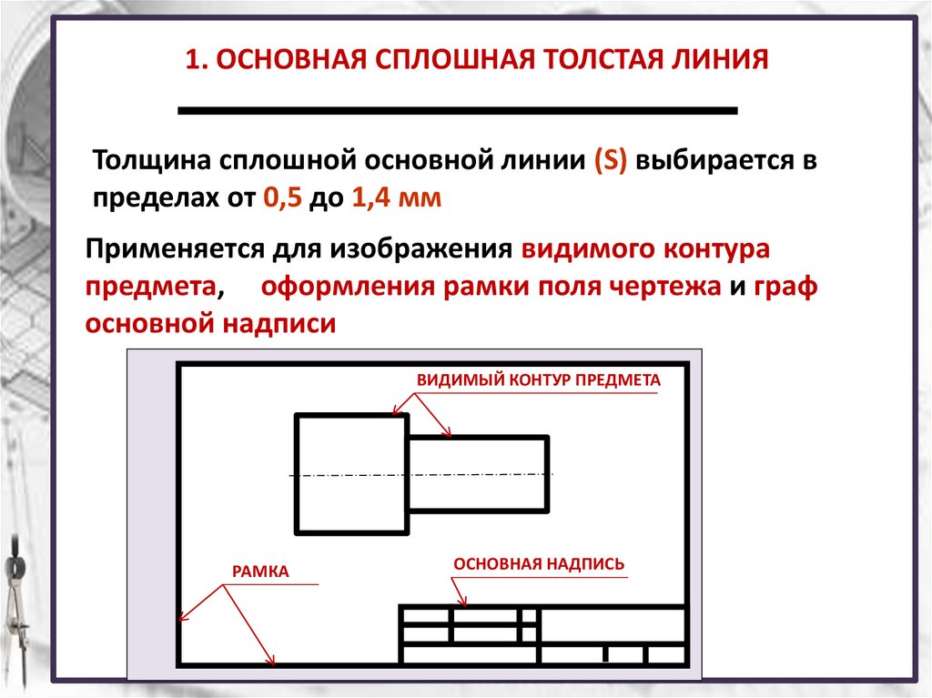 1. ОСНОВНАЯ СПЛОШНАЯ ТОЛСТАЯ ЛИНИЯ