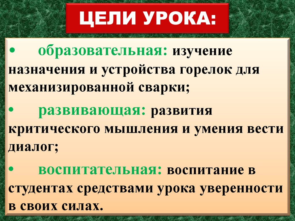 ЦЕЛИ УРОКА: