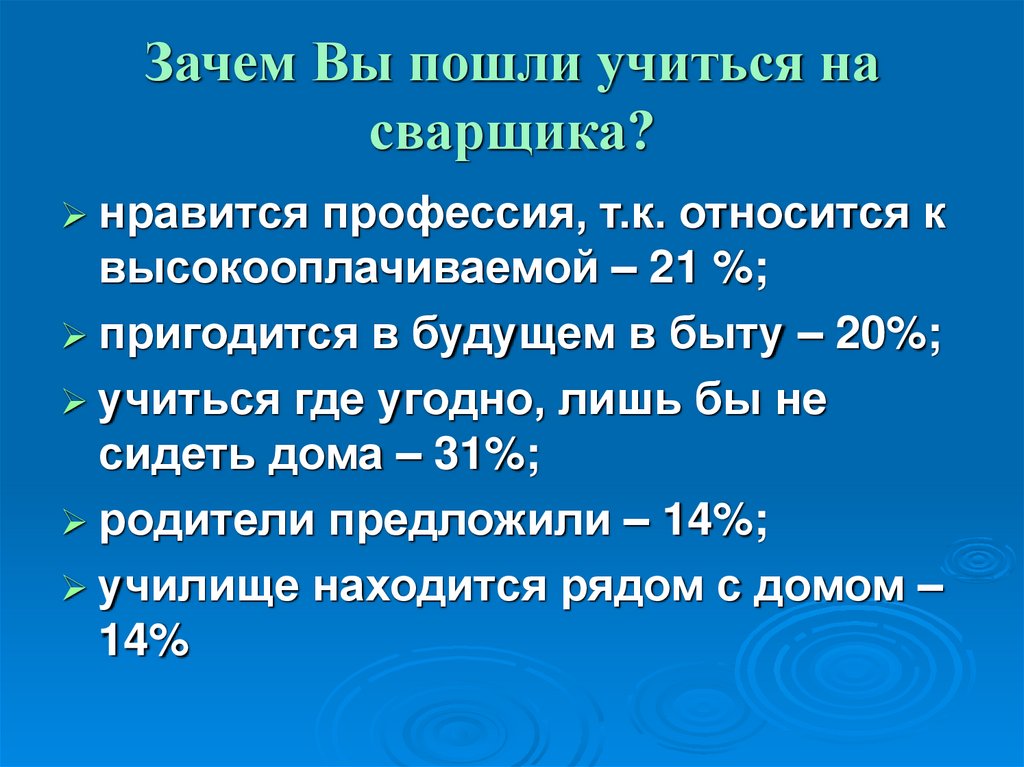 Зачем Вы пошли учиться на сварщика?