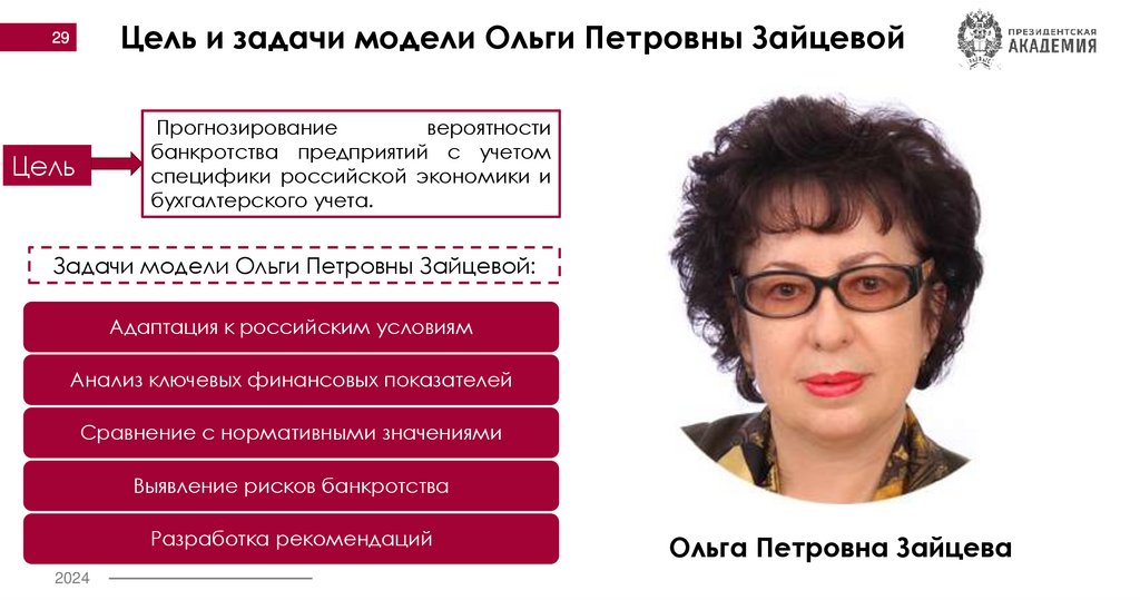 Цель и задачи модели Ольги Петровны Зайцевой