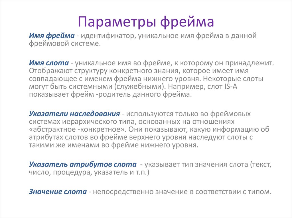 Параметры фрейма