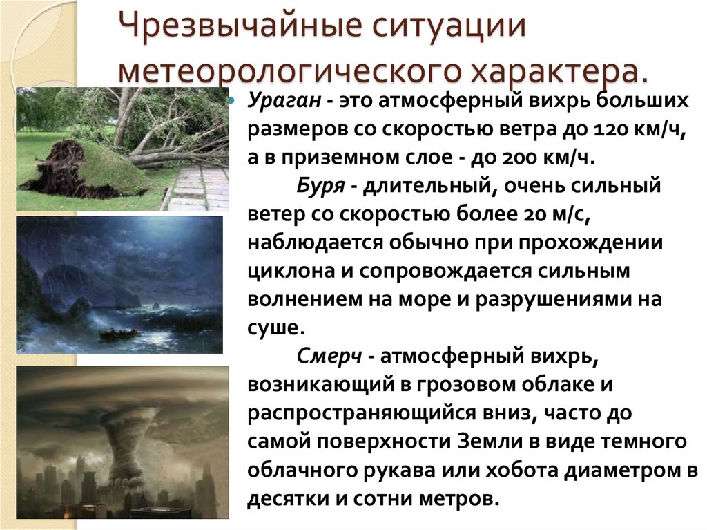 Чрезвычайные ситуации метеорологического характера.