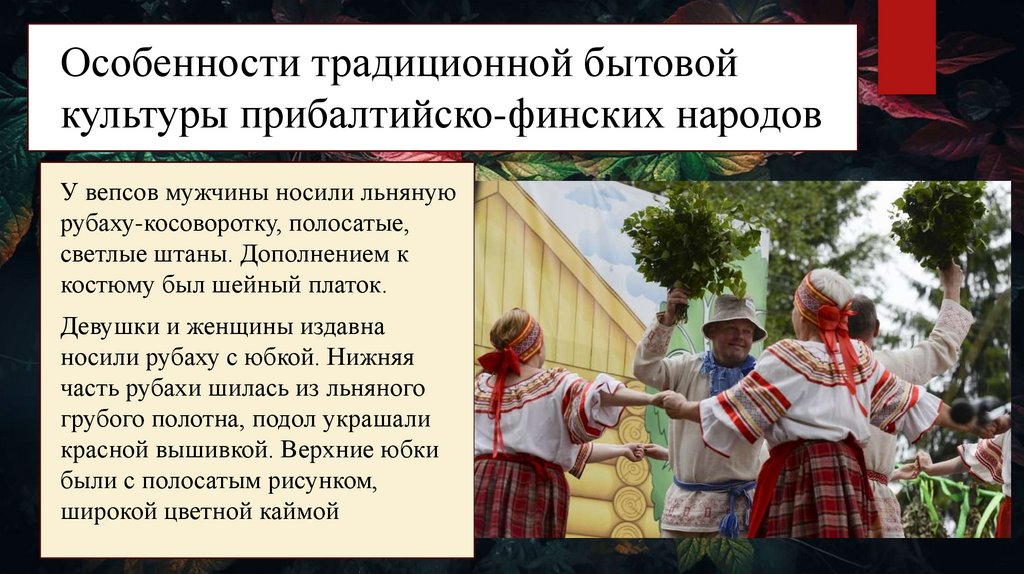 Особенности традиционной бытовой культуры прибалтийско-финских народов