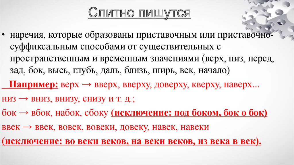 Слитно пишутся