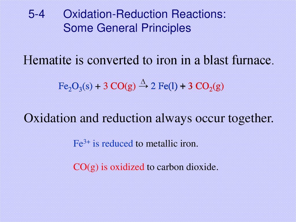 5-4 Oxidation-Reduction Reactions: Some General Principles
