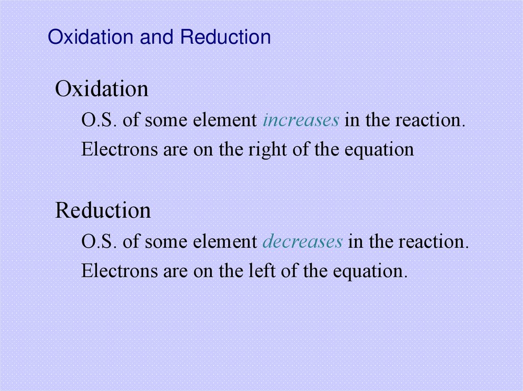 Oxidation and Reduction
