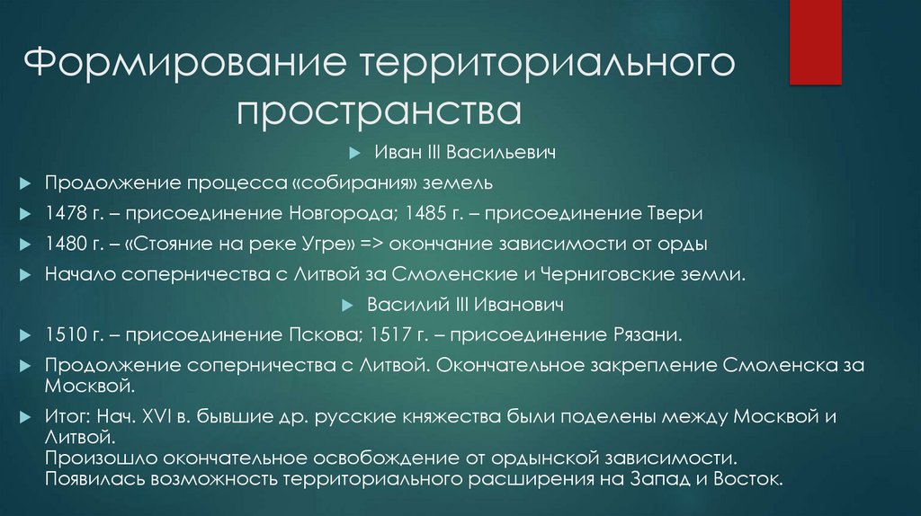 Формирование территориального пространства