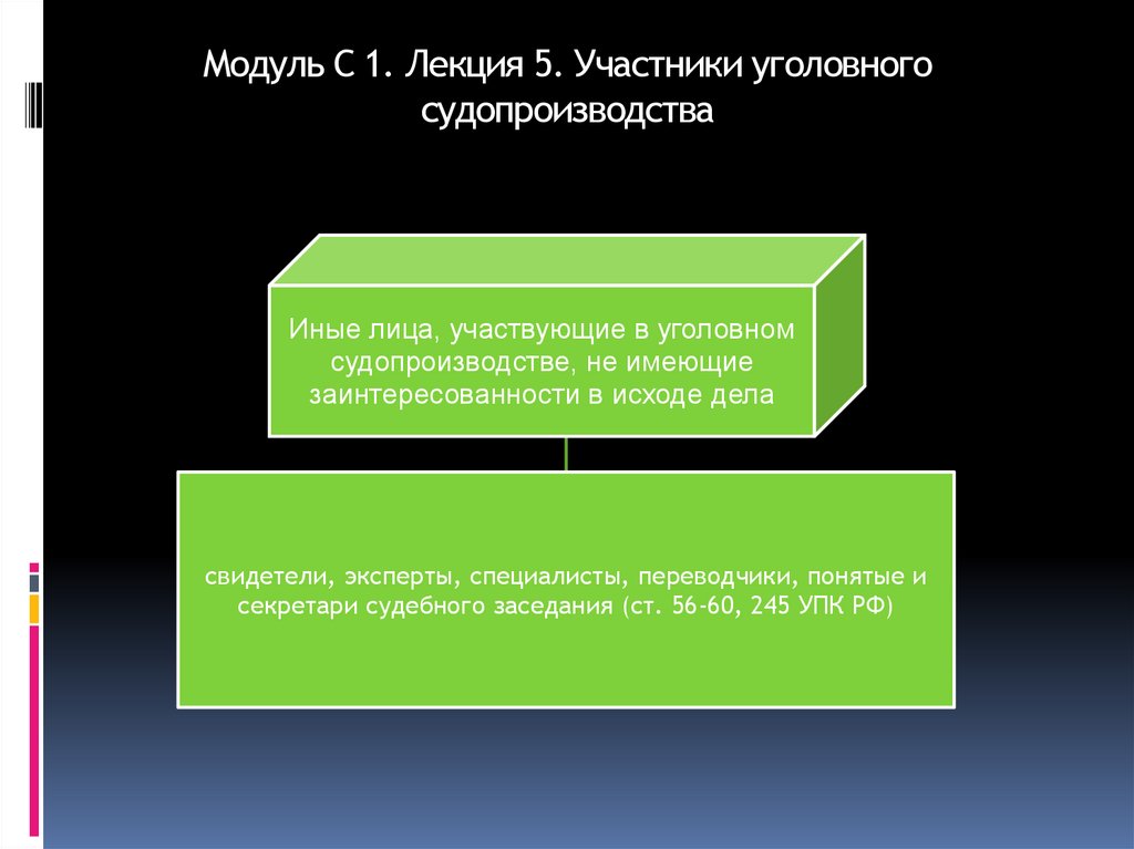 Модуль С 1. Лекция 5. Участники уголовного судопроизводства