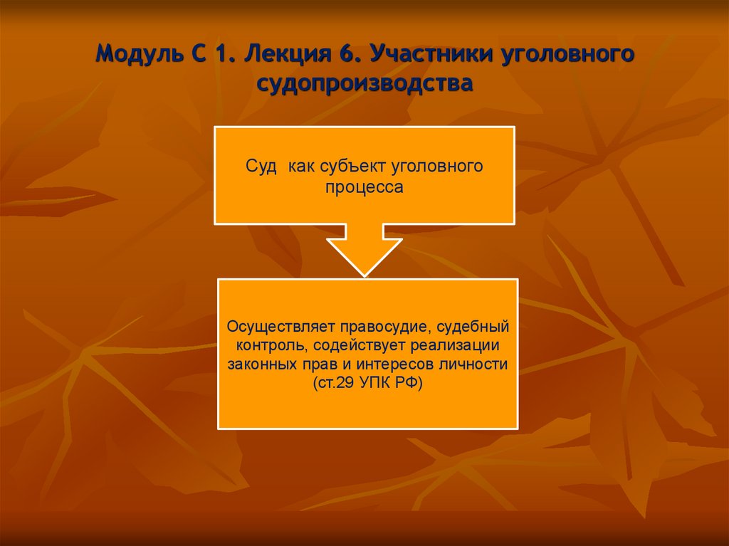 Модуль С 1. Лекция 6. Участники уголовного судопроизводства